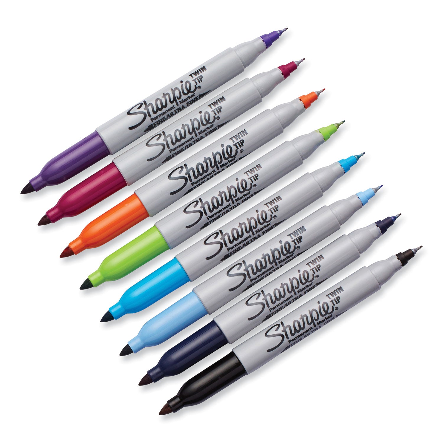 Sharpie Twin-Tip Permanent Marker, Extra-Fine/Fine Bullet Tips, Assorted Colors, 8/Set (33861PP)