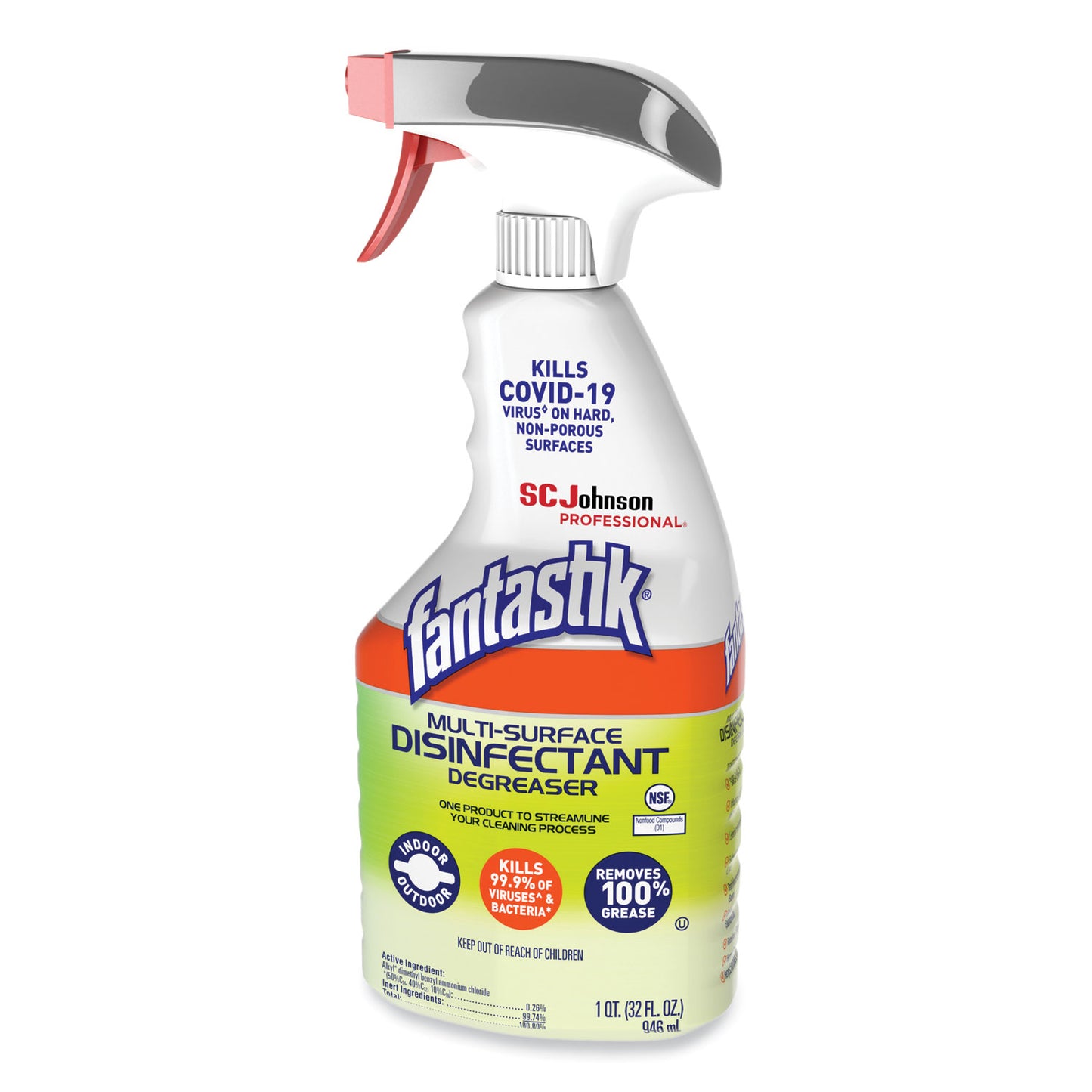 Fantastik Multi-Surface Disinfectant Degreaser, Herbal, 32 oz Spray Bottle (311836EA)