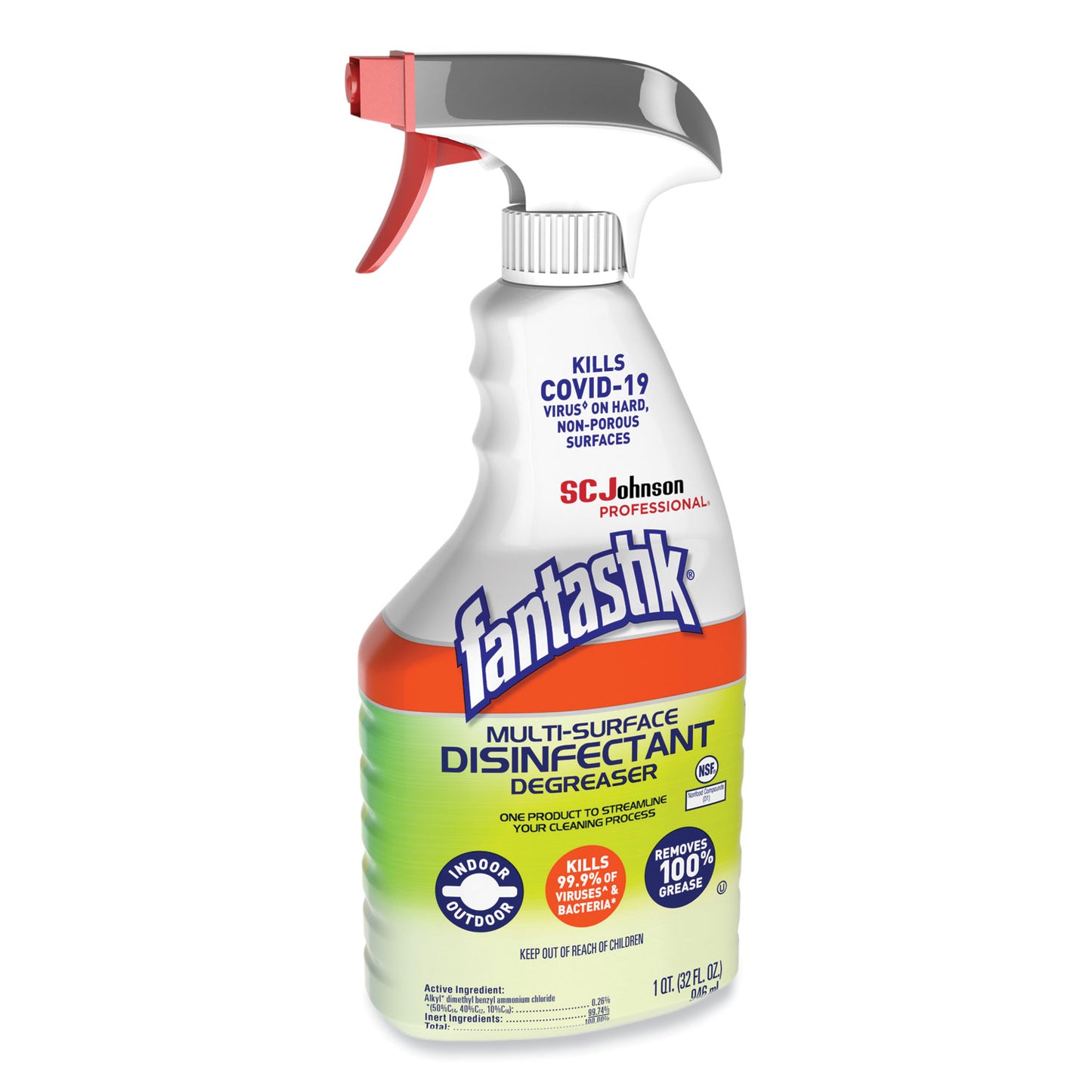 Fantastik Multi-Surface Disinfectant Degreaser, Herbal, 32 oz Spray Bottle (311836EA)