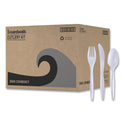 Boardwalk Three-Piece Cutlery Kit, Fork/Knife/Teaspoon, Polypropylene, White, 250/Carton (COMBOKIT)