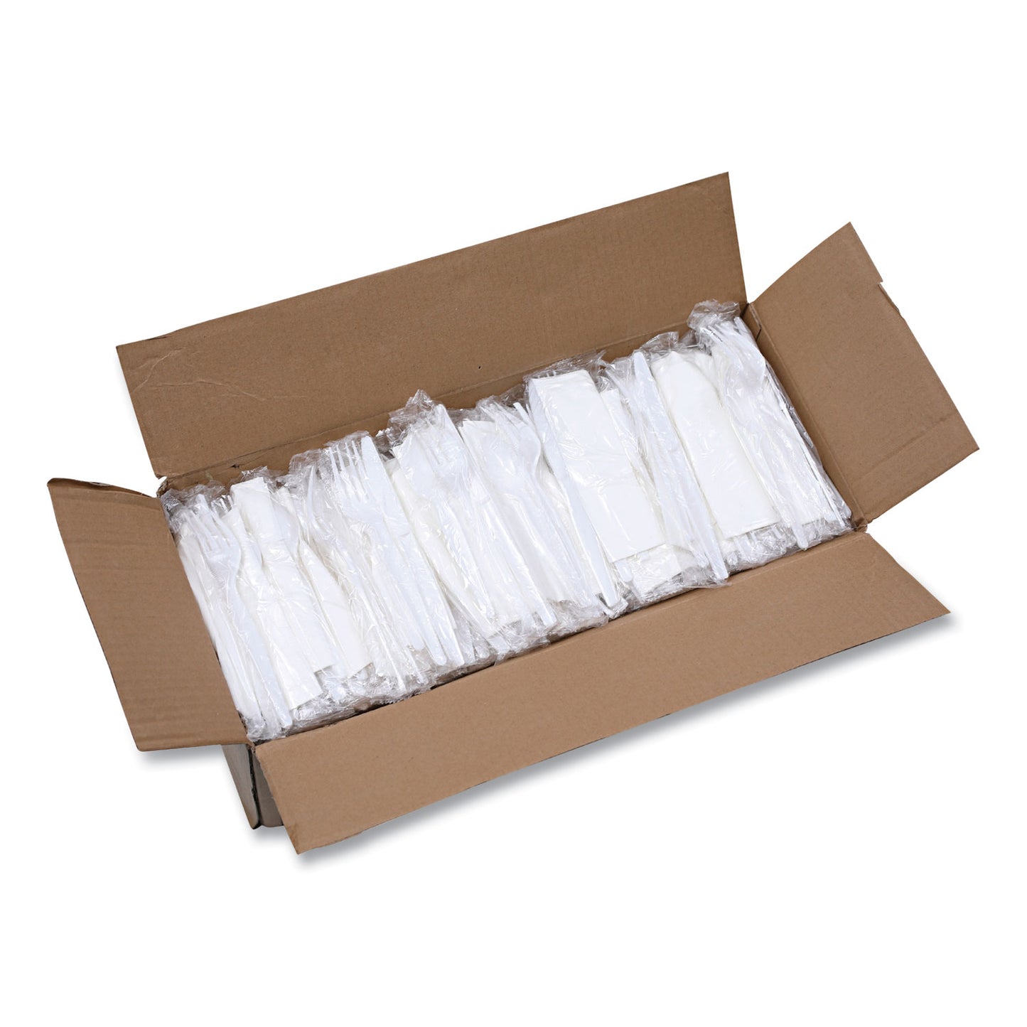 Boardwalk Four-Piece Cutlery Kit, Fork/Knife/Napkin/Teaspoon, Heavyweight, White, 250/Carton (FKTNHWPSWH)