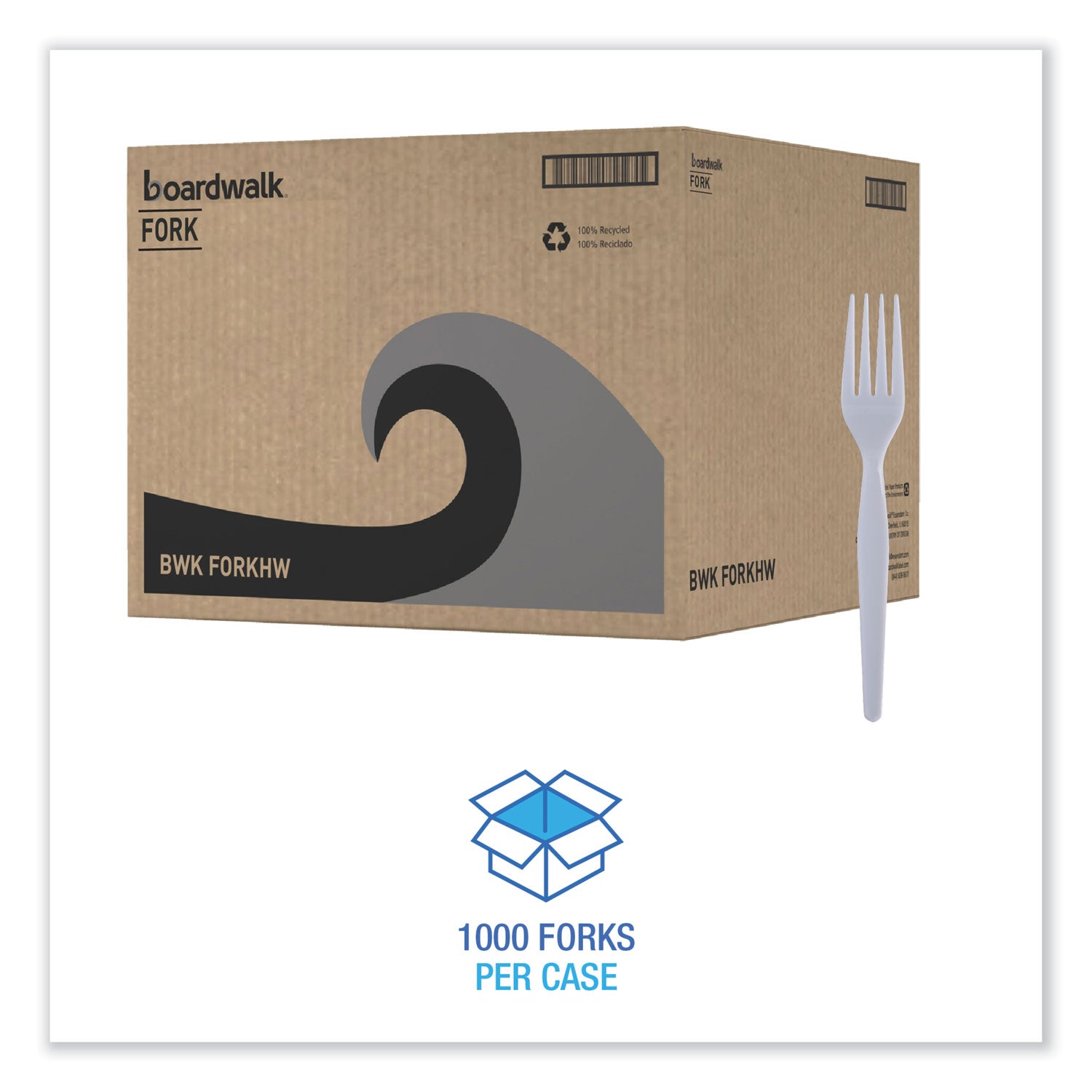 Boardwalk Heavyweight Polystyrene Cutlery, Fork, White, 1000/Carton (FORKHW)