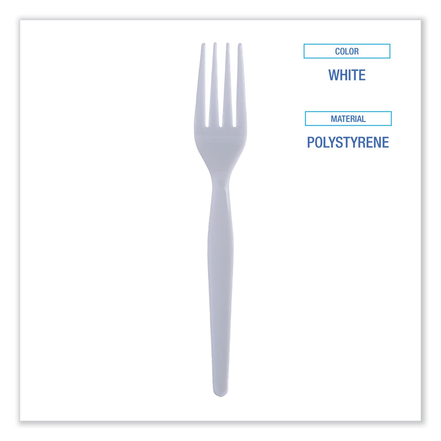 Boardwalk Heavyweight Polystyrene Cutlery, Fork, White, 1000/Carton (FORKHW)