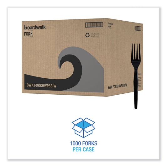 Boardwalk Heavyweight Wrapped Polystyrene Cutlery, Fork, Black, 1,000/Carton (FORKHWPSBIW)