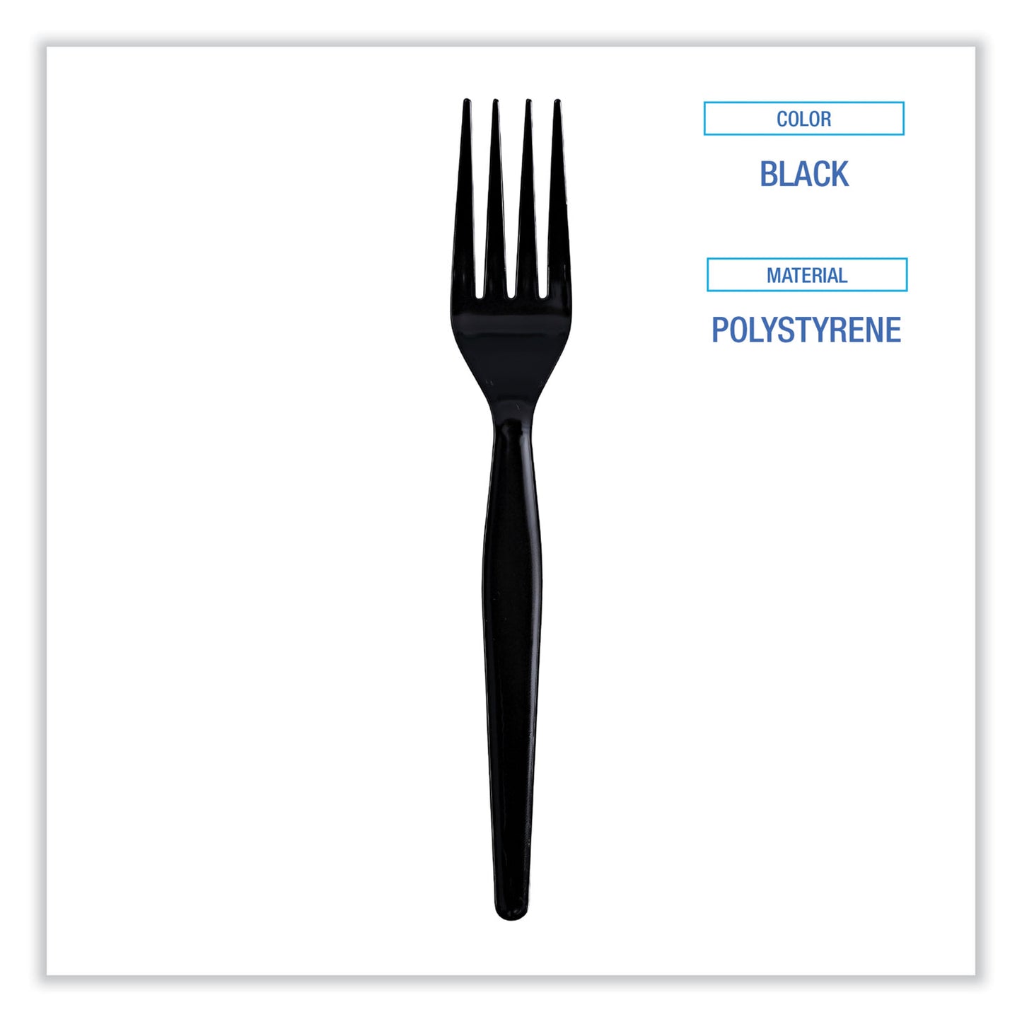 Boardwalk Heavyweight Wrapped Polystyrene Cutlery, Fork, Black, 1,000/Carton (FORKHWPSBIW)