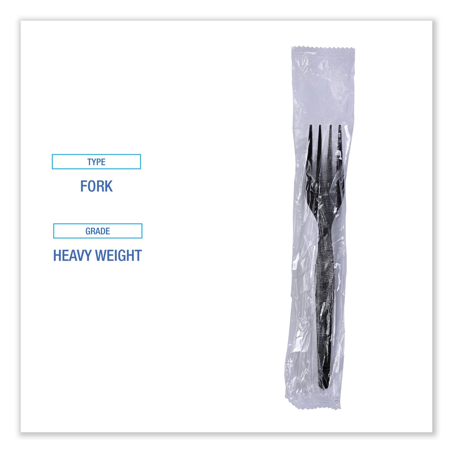 Boardwalk Heavyweight Wrapped Polystyrene Cutlery, Fork, Black, 1,000/Carton (FORKHWPSBIW)