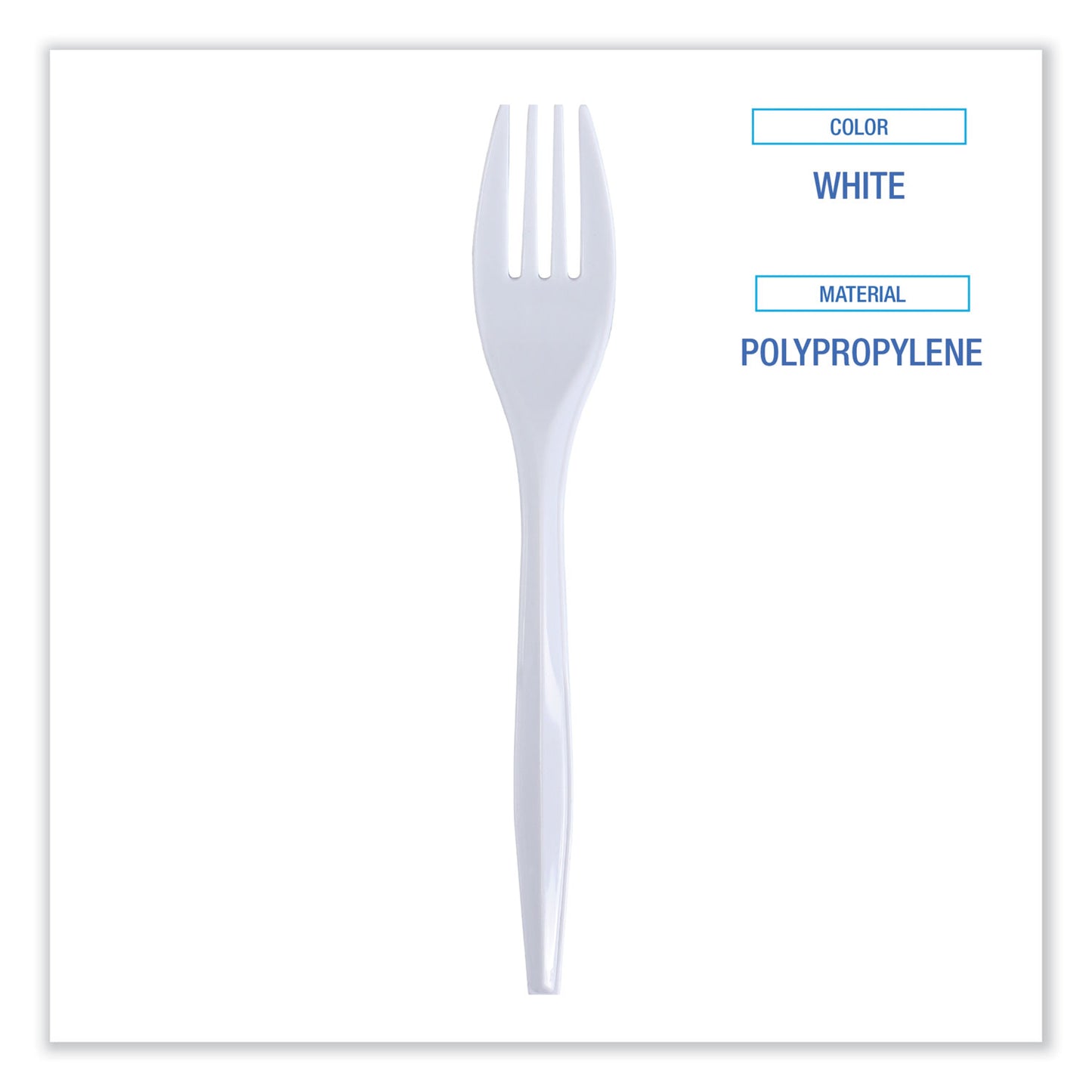 Boardwalk Mediumweight Wrapped Polypropylene Cutlery, Fork, White, 1000/Carton (FORKIW)