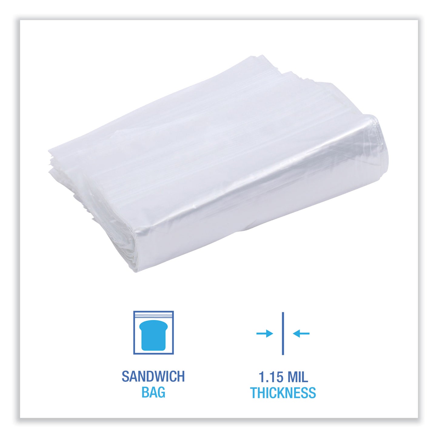 Boardwalk Reclosable Food Storage Bags, Sandwich, 6.5" x 5.89", Clear, 500/Box (SANDWICHBAG)