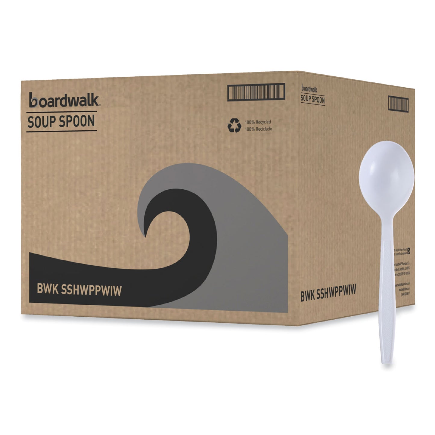 Boardwalk Heavyweight Wrapped Polypropylene Cutlery, Soup Spoon, White, 1,000/Carton (SSHWPPWIW)