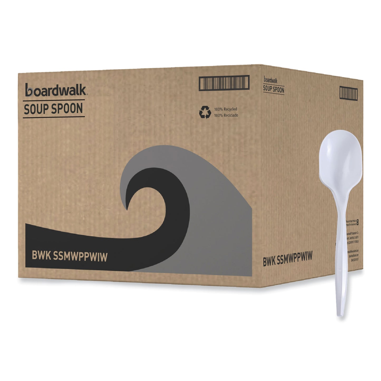 Boardwalk Mediumweight Wrapped Polypropylene Cutlery, Soup Spoon, White, 1,000/Carton (SSMWPPWIW)