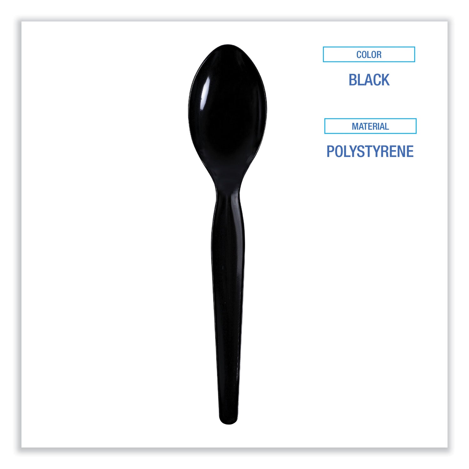 Boardwalk Heavyweight Wrapped Polystyrene Cutlery, Teaspoon, Black, 1,000/Carton (TSHWPSBIW)