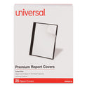 Universal Clear Front Report Cover with Fasteners, Three-Prong Fastener, 0.5" Capacity, 8.5 x 11, Clear/Black, 25/Box (56116)