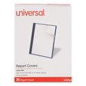 Universal Clear Front Report Cover, Prong Fastener, 0.5" Capacity, 8.5 x 11, Clear/Dark Blue, 25/Box (57122)