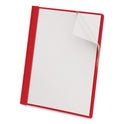 Universal Clear Front Report Cover, Prong Fastener, 0.5" Capacity, 8.5 x 11, Clear/Red, 25/Box (57123)