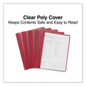 Universal Clear Front Report Cover, Prong Fastener, 0.5" Capacity, 8.5 x 11, Clear/Red, 25/Box (57123)