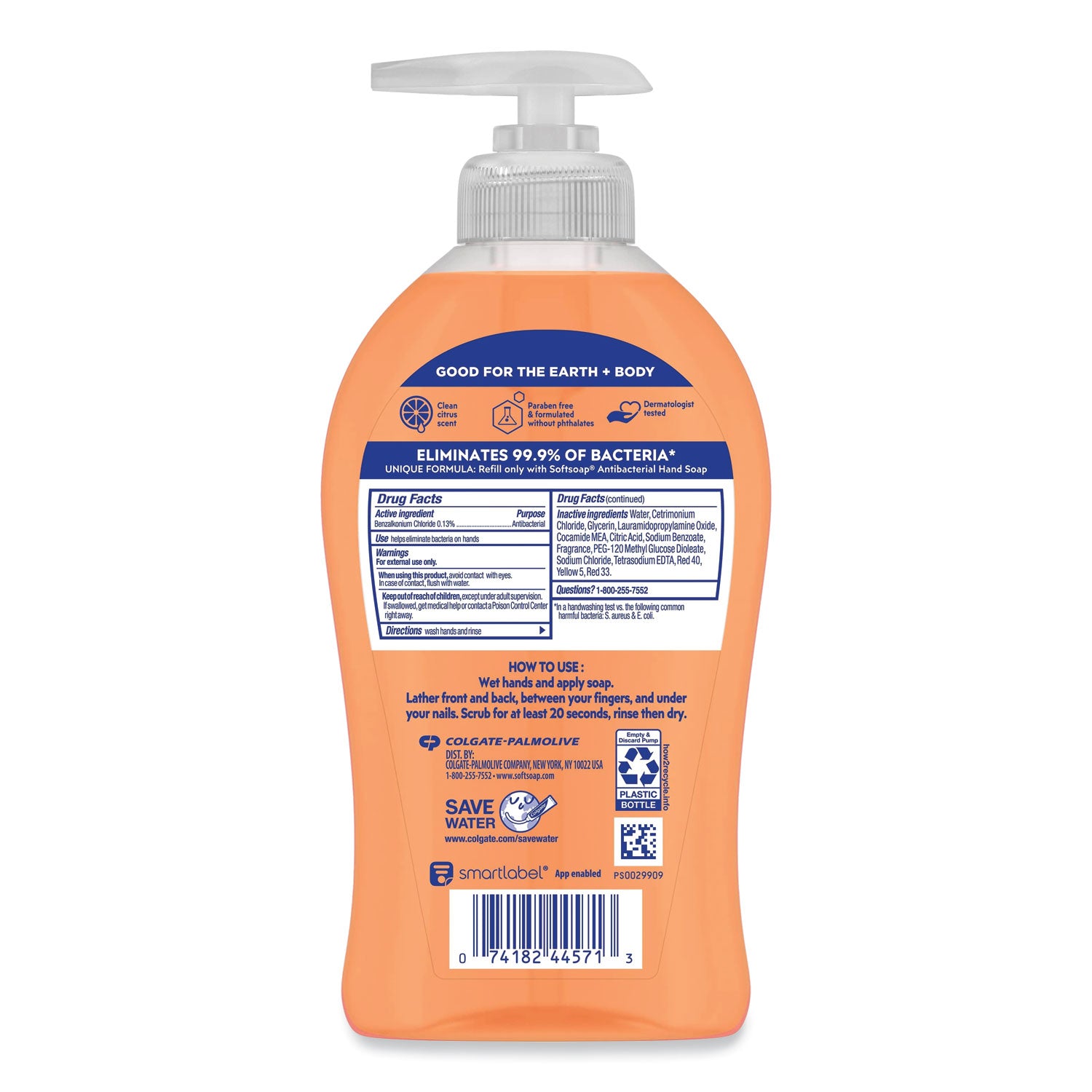 Softsoap Antibacterial Hand Soap, Crisp Clean Scent, 11.25 oz, 6/Carton (44571)