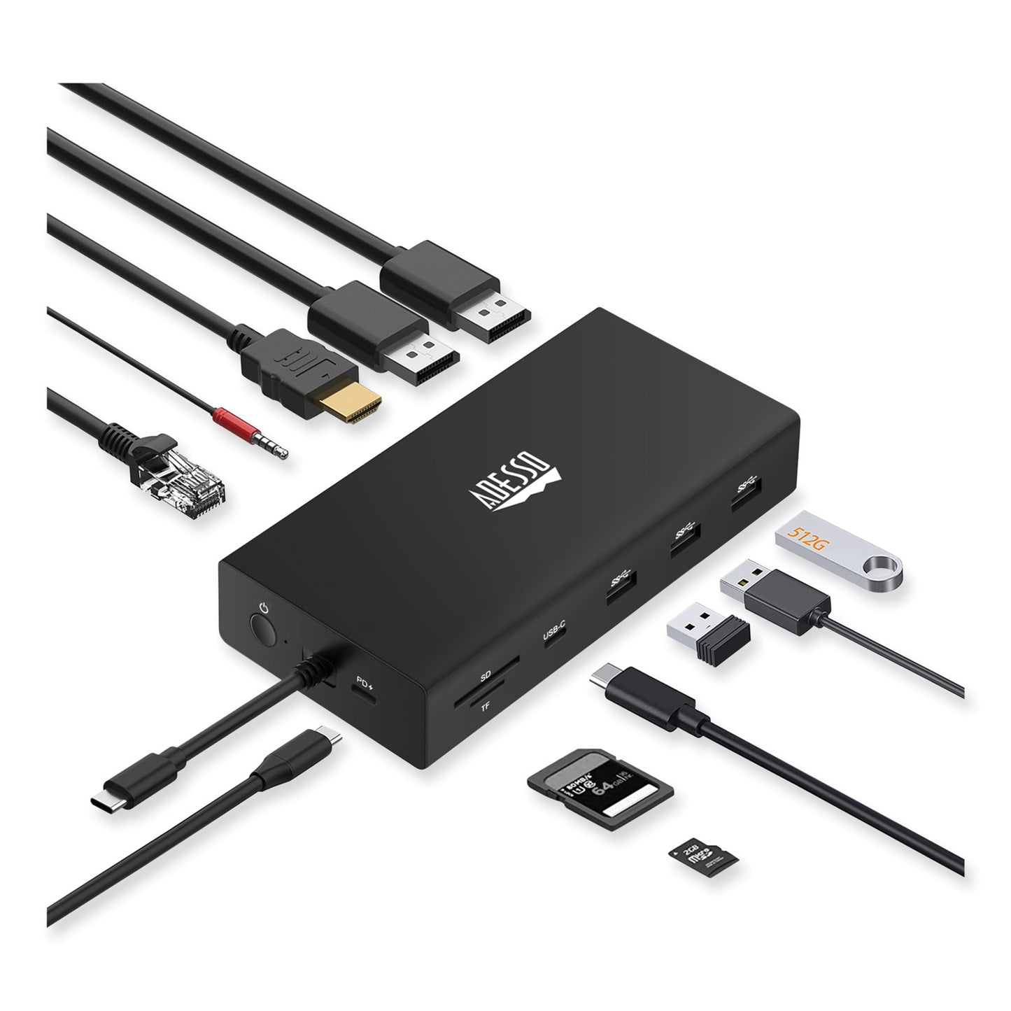 Adesso 12-in-1 USB-C Multi-Port TAA Compliant Docking Station, Black (AUH4060)