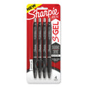 Sharpie S-Gel High-Performance Gel Pen, Retractable, Extra-Fine 0.38 mm, Black Ink, Black Barrel, 4/Pack (2141125)