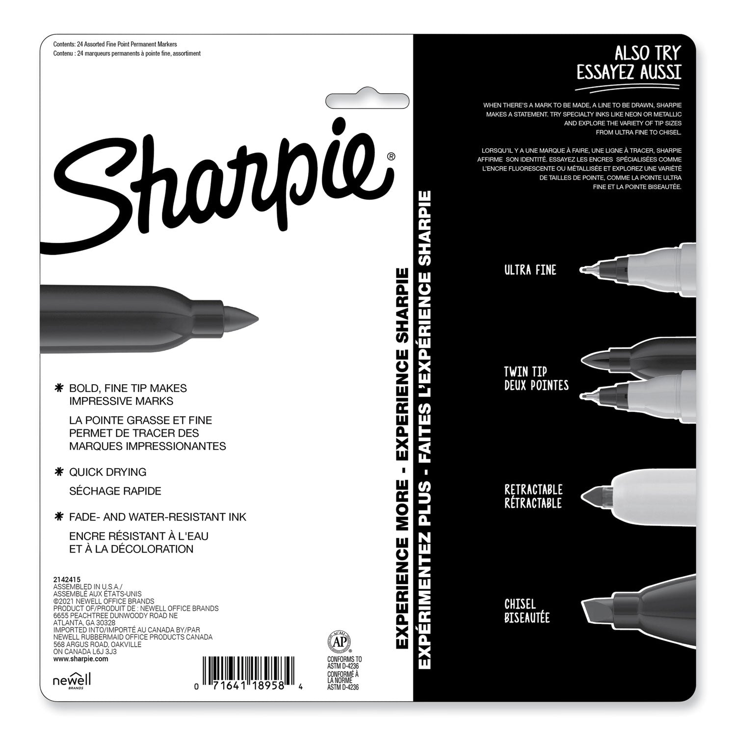 Sharpie Mystic Gems Markers, Fine Bullet Tip, Assorted, 24/Pack (2136727)
