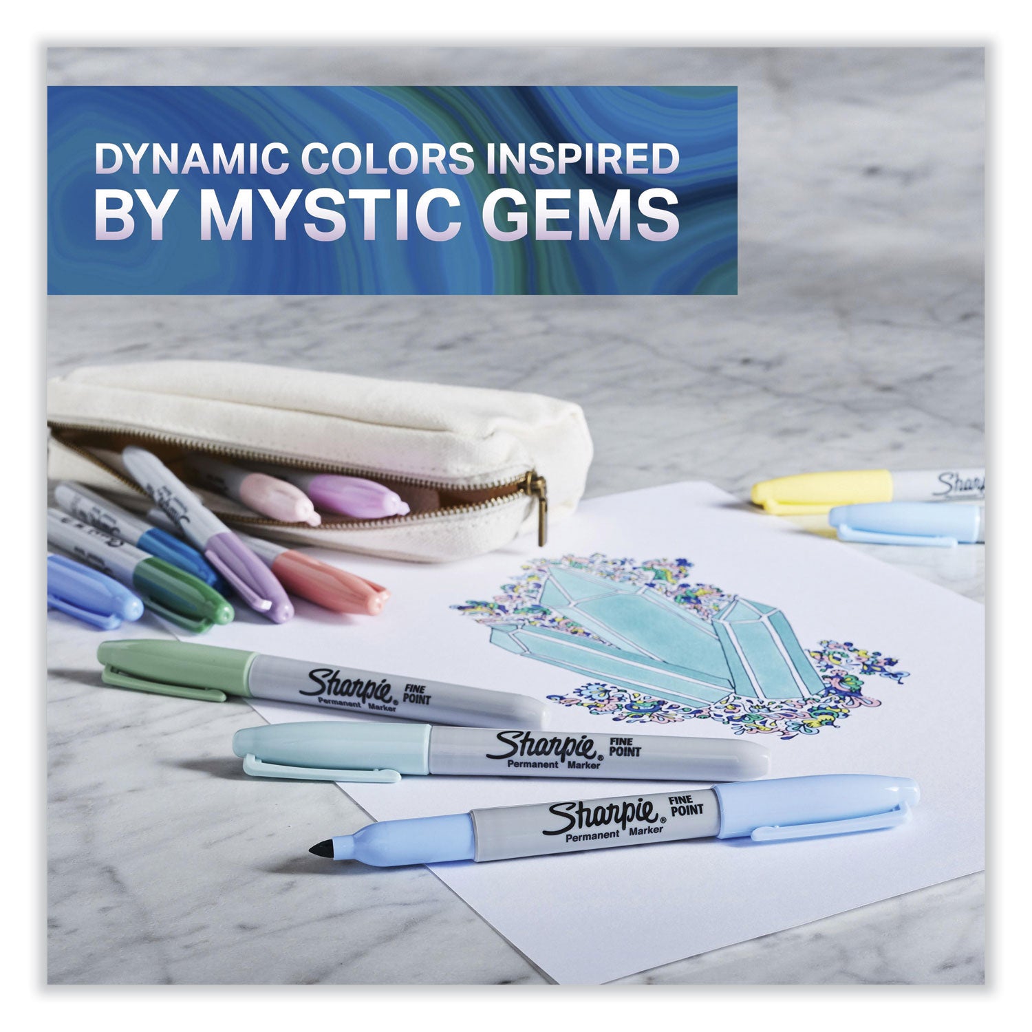 Sharpie Mystic Gems Markers, Fine Bullet Tip, Assorted, 24/Pack (2136727)