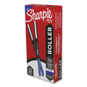 Sharpie Professional Design Roller Ball Pen, Stick, Medium 0.7 mm, Blue Ink, Black/Blue Barrel, Dozen (2101306)