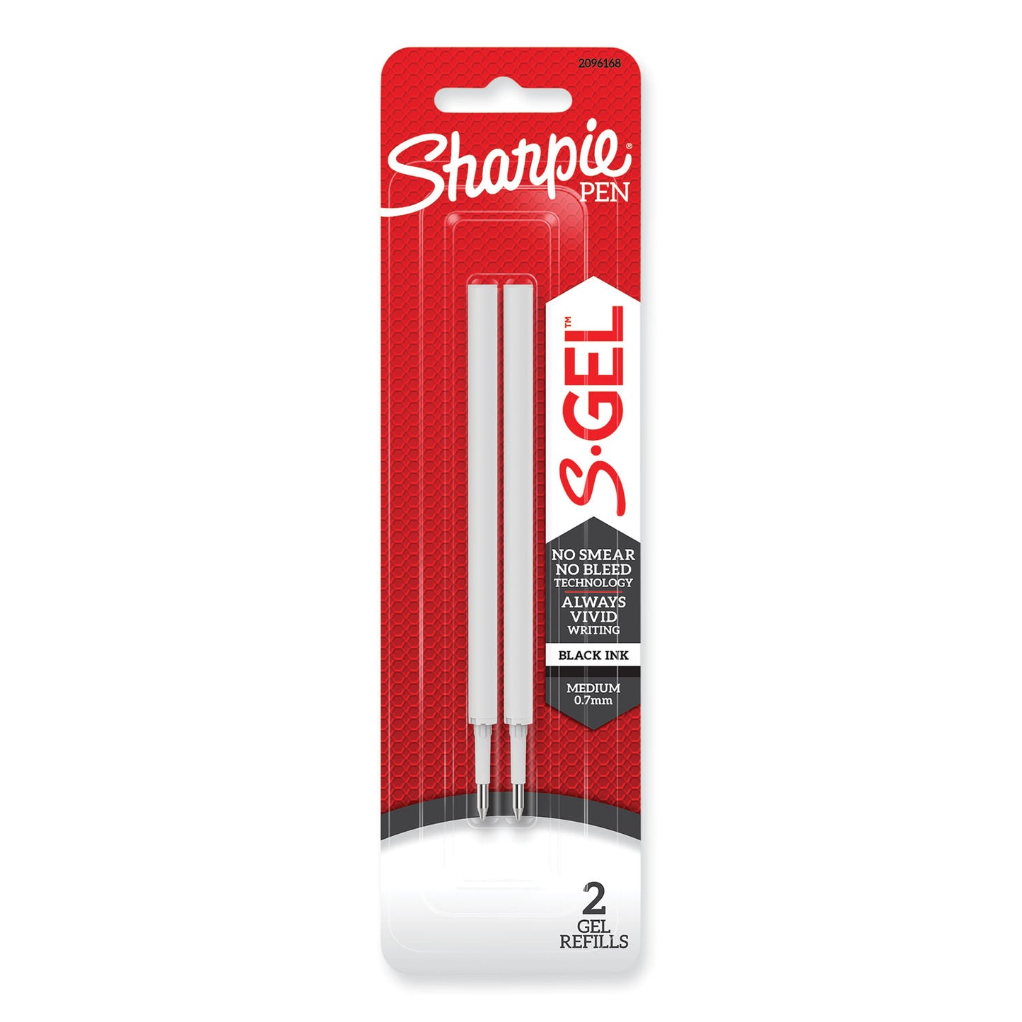 Sharpie S-Gel 0.7 mm Pen Refills, Medium 0.7 mm Bullet Tip, Black Ink, 2/Pack (2096168)