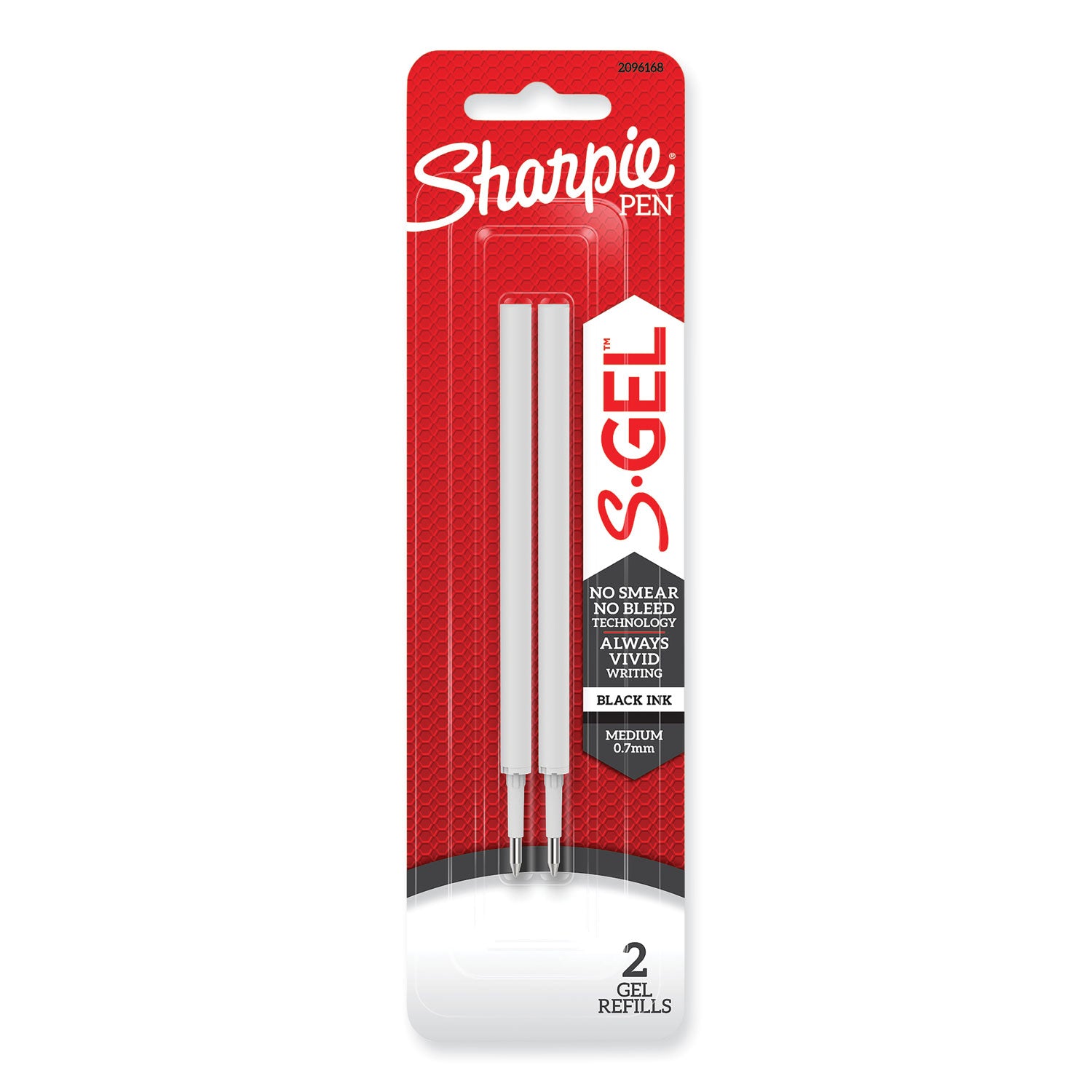 Sharpie S-Gel 0.7 mm Pen Refills, Medium 0.7 mm Bullet Tip, Black Ink, 2/Pack (2096168)