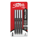 Sharpie Professional Design Roller Ball Pen, Stick, Fine 0.5 mm, Black Ink, Black Barrel, 4/Pack (2093222)