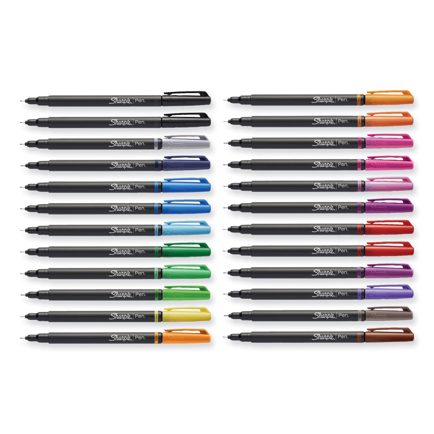 Sharpie Art Pen Porous Point Pen, Stick, Fine 0.4 mm, Assorted Ink Colors, Black Barrel, 24/Pack (1983967)