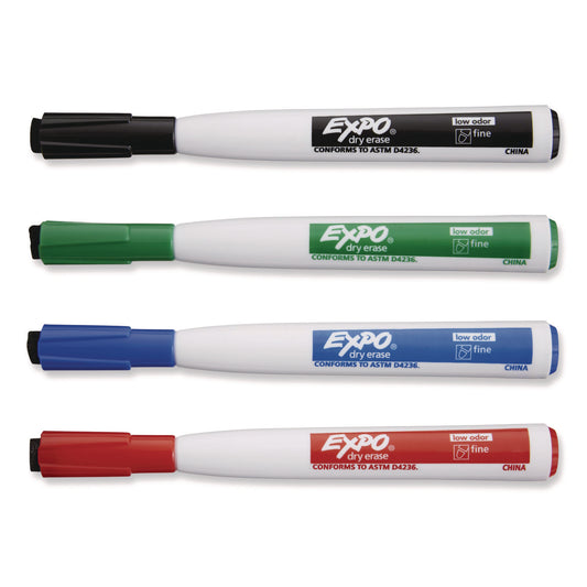 EXPO Magnetic Dry Erase Marker, Fine Bullet Tip, Assorted Colors, 4/Pack (1944746)