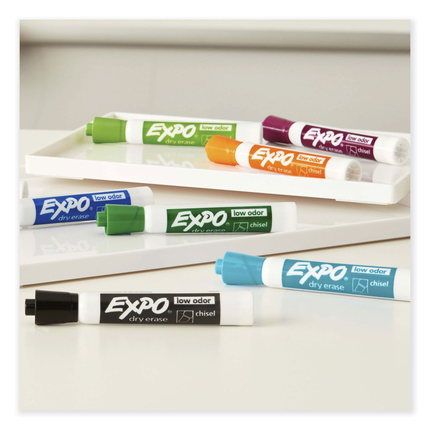 EXPO Low Odor Dry Erase Vibrant Color Markers, Broad Chisel Tip, Assorted Colors, 16/Set (1927526)