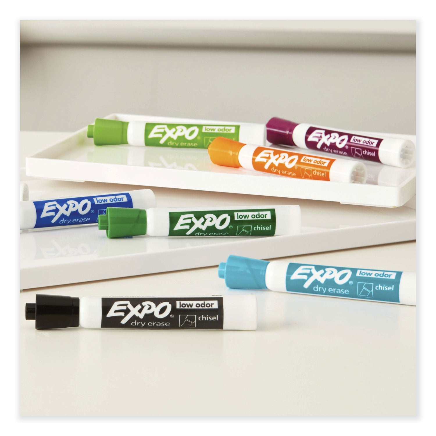 EXPO Low Odor Dry Erase Vibrant Color Markers, Broad Chisel Tip, Assorted Colors, 16/Set (1927526)