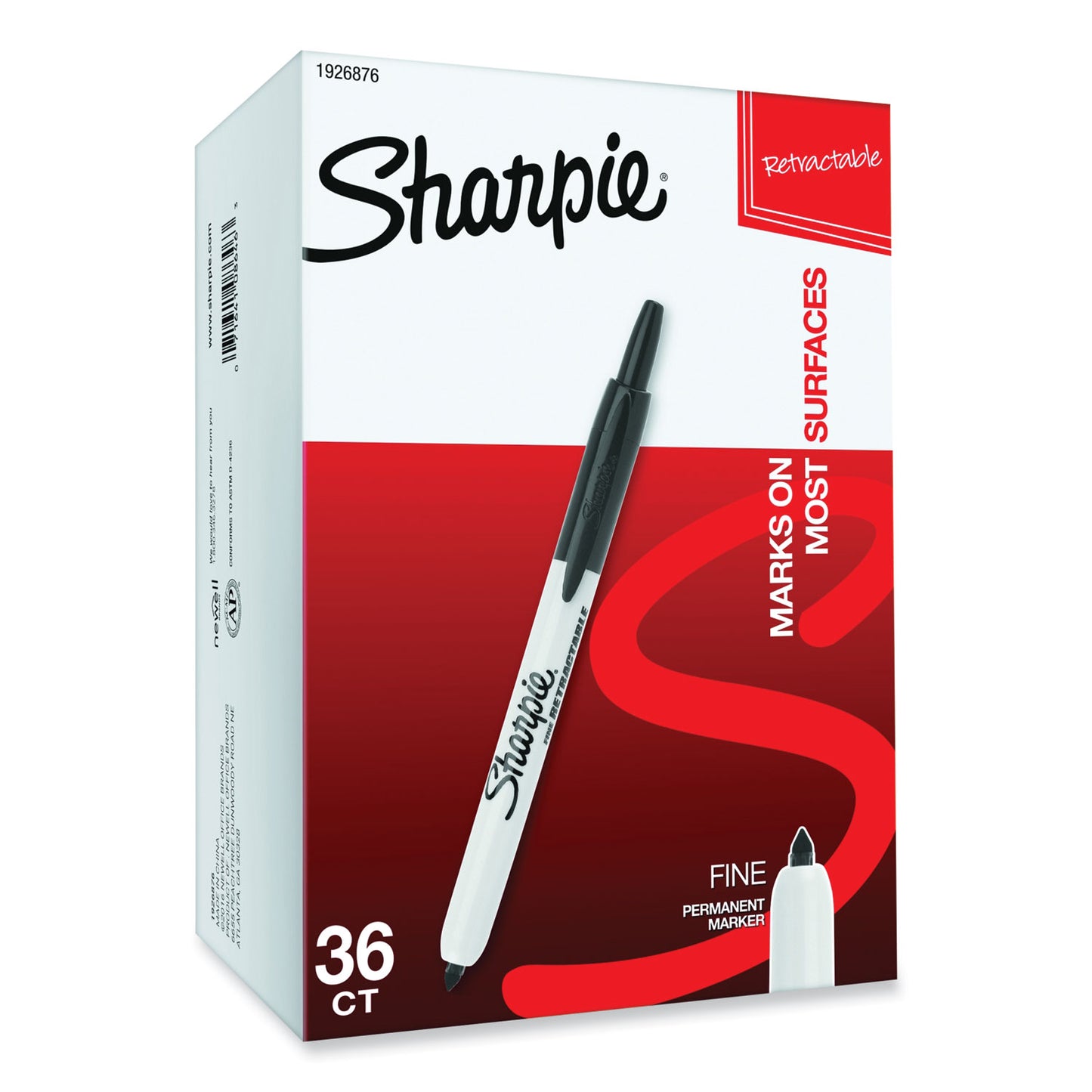 Sharpie Retractable Permanent Marker Value Pack, Fine Bullet Tip, Black, 36/Pack (1926876)