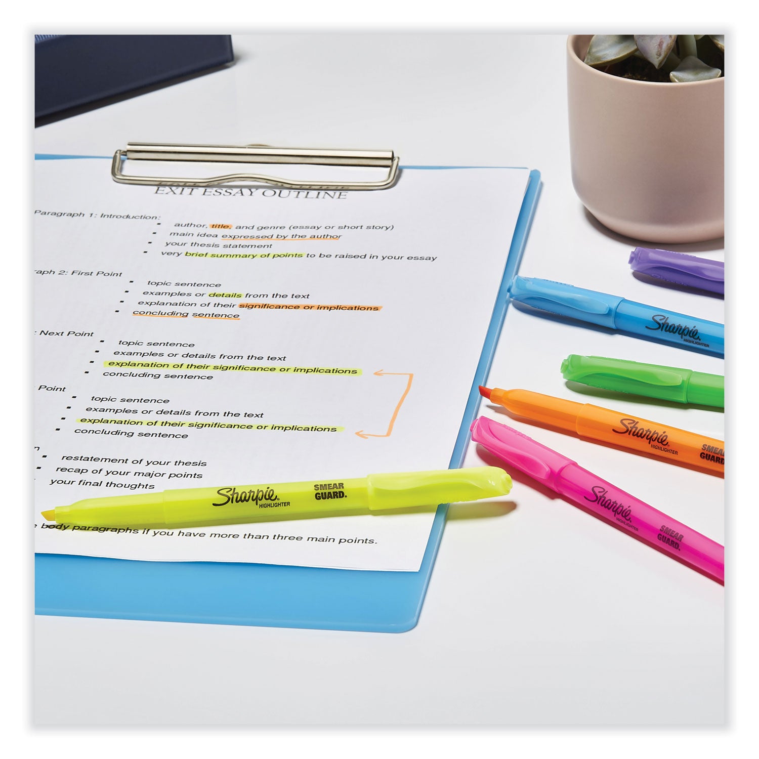 Sharpie Pocket Style Highlighters, Assorted Ink Colors, Chisel Tip, Assorted Barrel Colors, 5/Set (1908101)