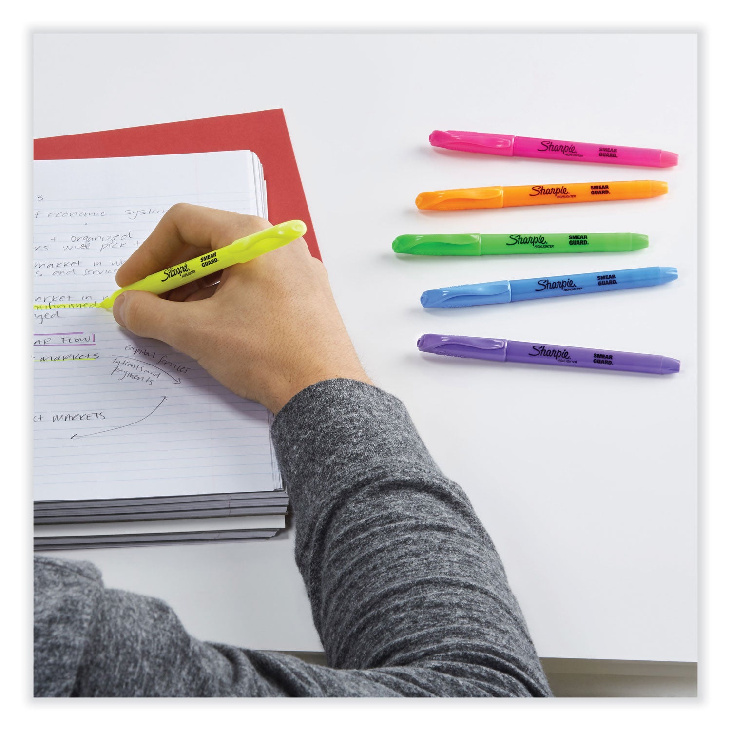 Sharpie Pocket Style Highlighters, Assorted Ink Colors, Chisel Tip, Assorted Barrel Colors, 5/Set (1908101)