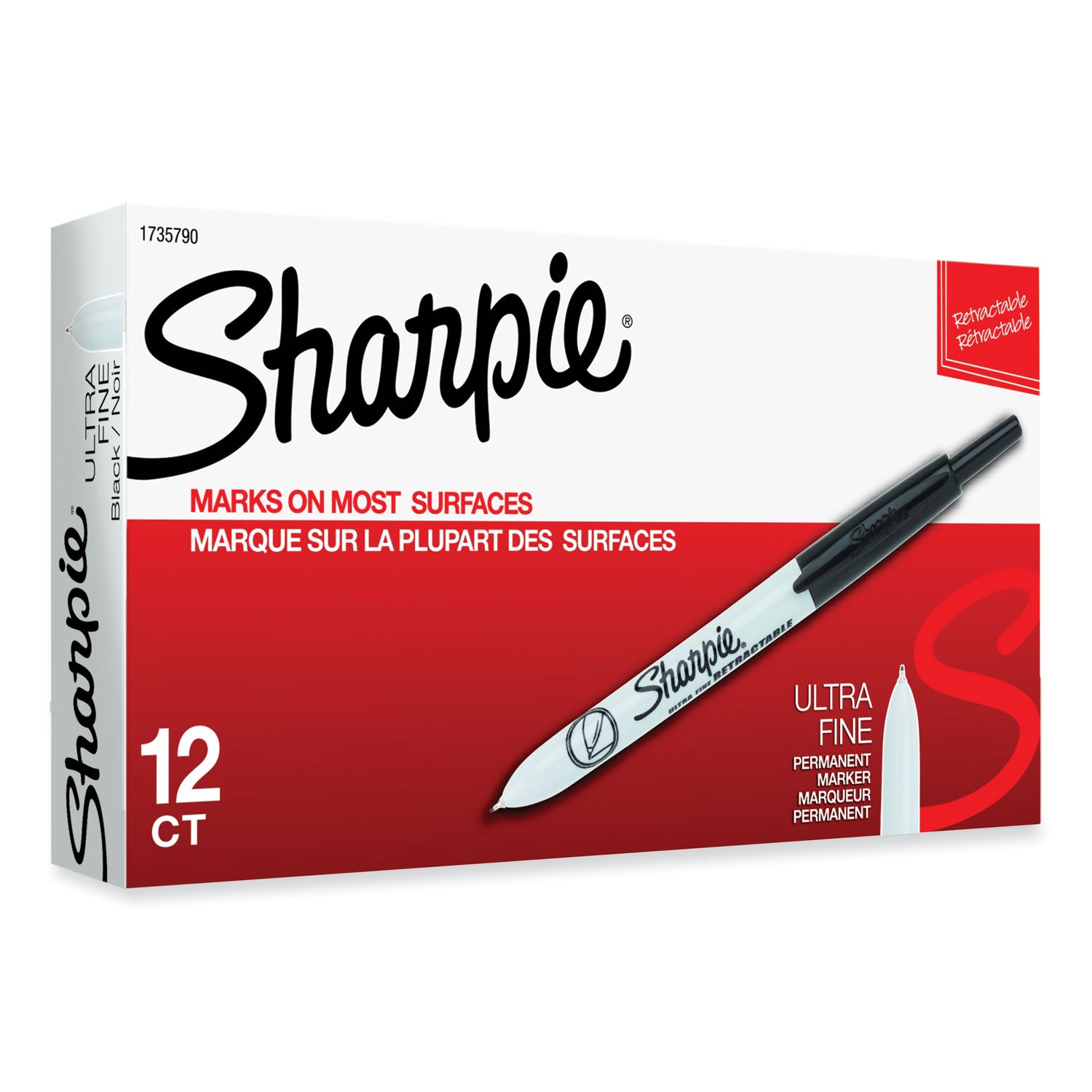 Sharpie Retractable Permanent Marker, Extra-Fine Needle Tip, Black (1735790)