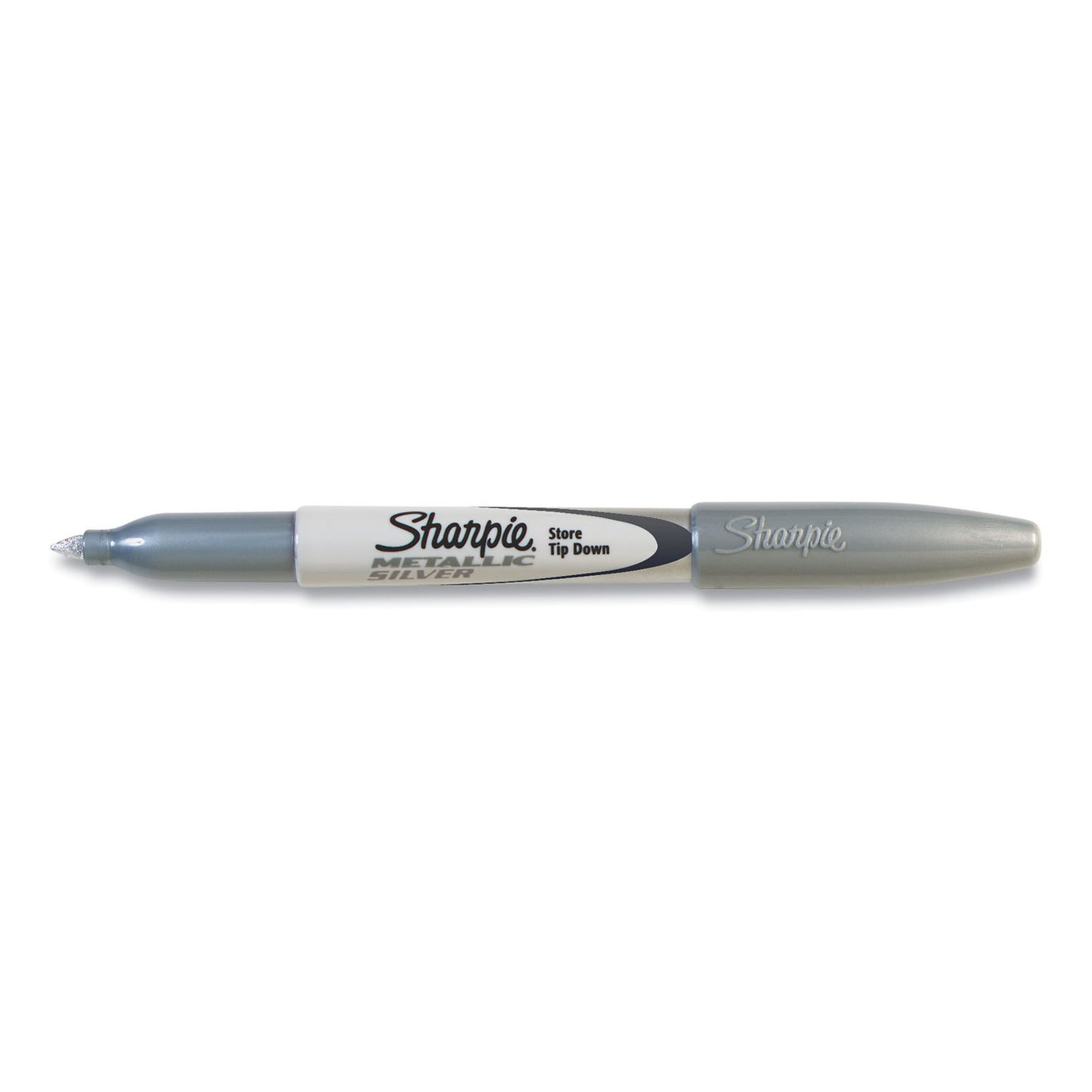 Sharpie Metallic Fine Point Permanent Markers, Fine Bullet Tip, Metallic Silver, Dozen (39100)
