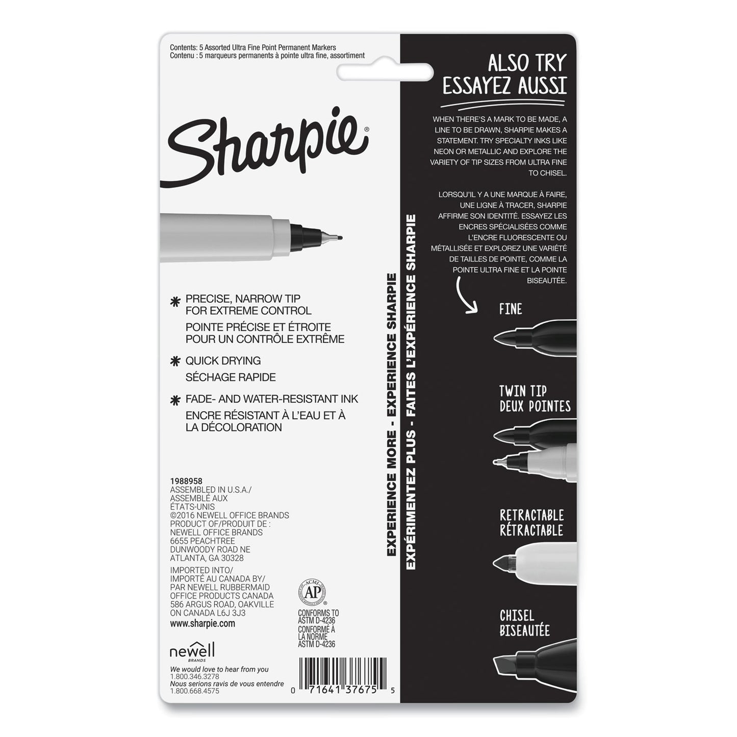 Sharpie Ultra Fine Tip Permanent Marker, Ultra-Fine Needle Tip, Assorted Colors, 5/Set (37675PP)