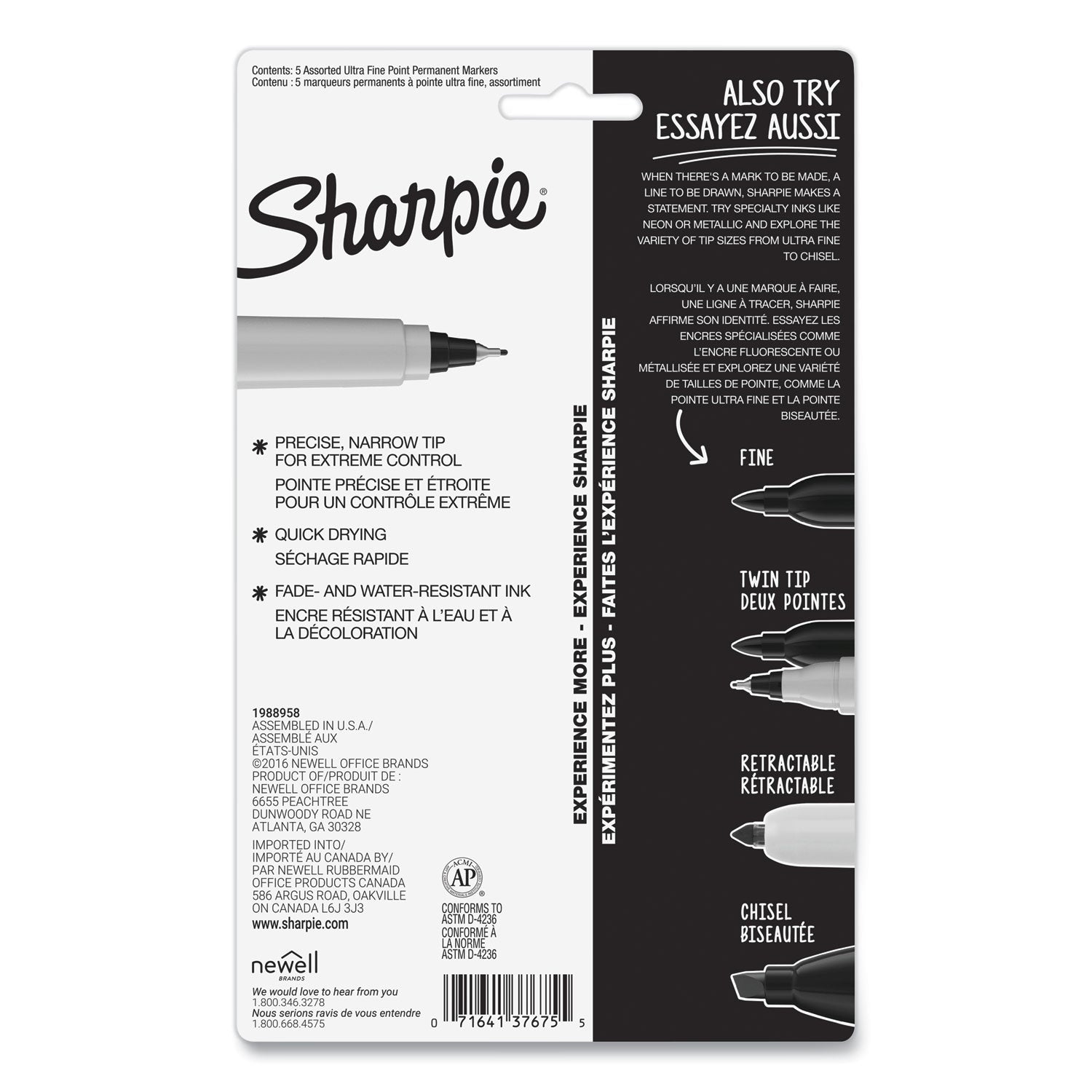 Sharpie Ultra Fine Tip Permanent Marker, Ultra-Fine Needle Tip, Assorted Colors, 5/Set (37675PP)