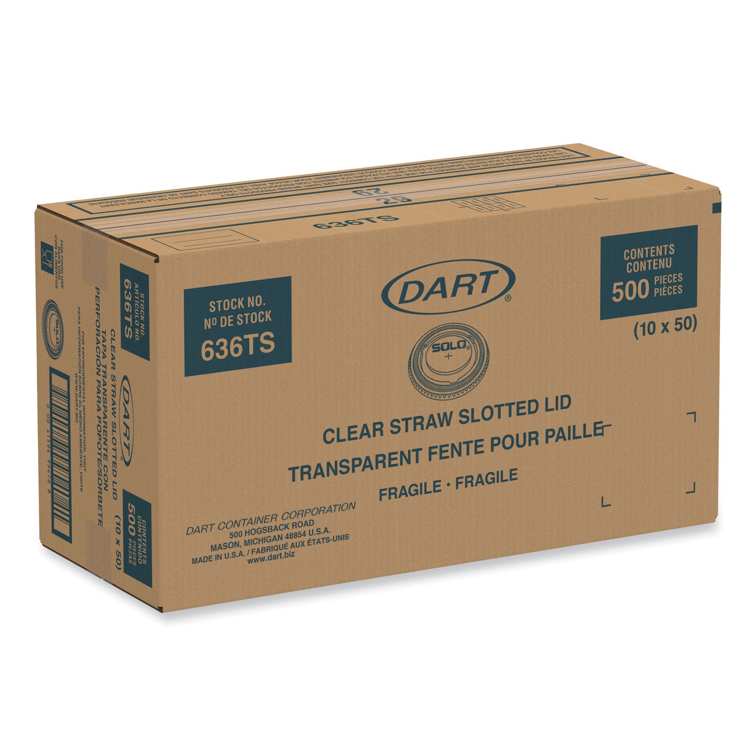 Dart Plastic Cold Cup Lids, Fits 32 oz Cups, Clear, 500/Carton (636TS)