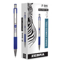 Zebra F-301 Ballpoint Pen, Retractable, Fine 0.7 mm, Blue Ink, Stainless Steel/Blue Barrel (27120)