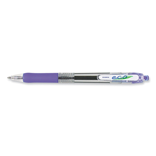 Zebra ECO Jimnie Clip Ballpoint Pen, Retractable, Medium 1 mm, Blue Ink, Clear/Blue Barrel, 12/Pack (22520)