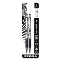 Zebra F-301 Ballpoint Pen, Retractable, Fine 0.7 mm, Black Ink, Stainless Steel/Black Barrel, 2/Pack (27112)