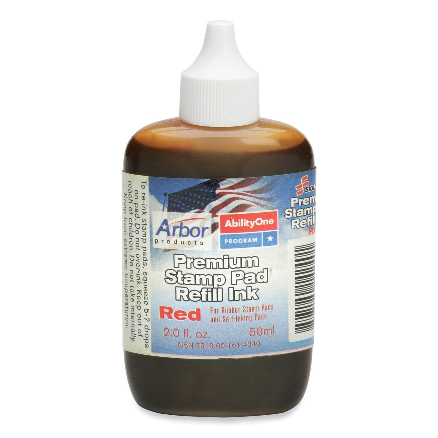 AbilityOne 7510001614240, SKILCRAFT Stamp Pad Ink, 2 oz Bottle, Red