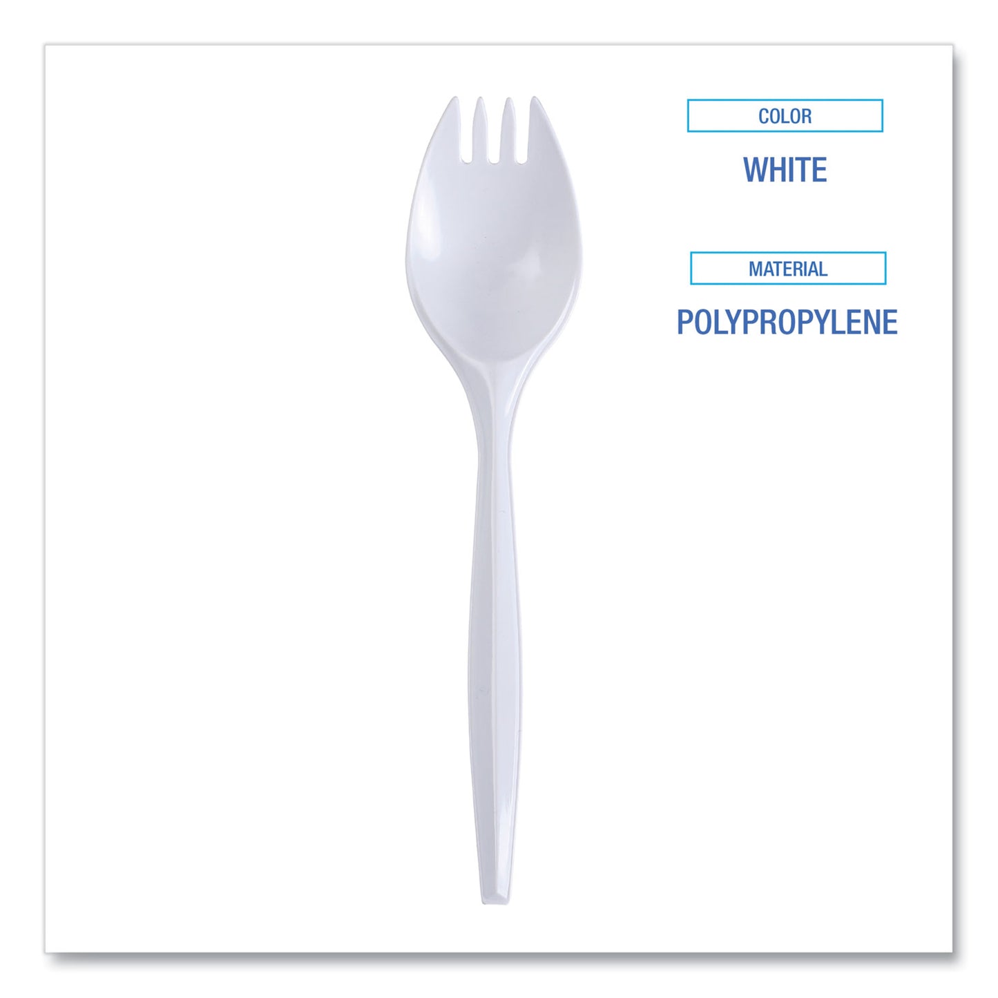 Boardwalk Mediumweight Wrapped Polypropylene Cutlery, Spork, White, 1,000/Carton (SPRKMWPPWIW)