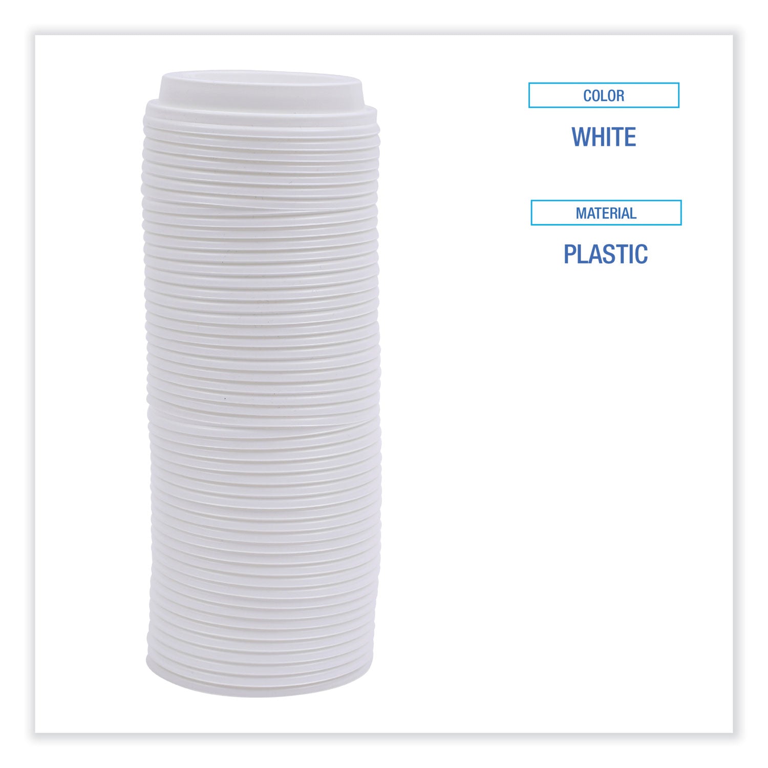 Boardwalk Deerfield Hot Cup Lids, Fits 10 oz to 20 oz Cups, White, Plastic, 50/Pack, 20 Packs/Carton (DEERHLIDW)