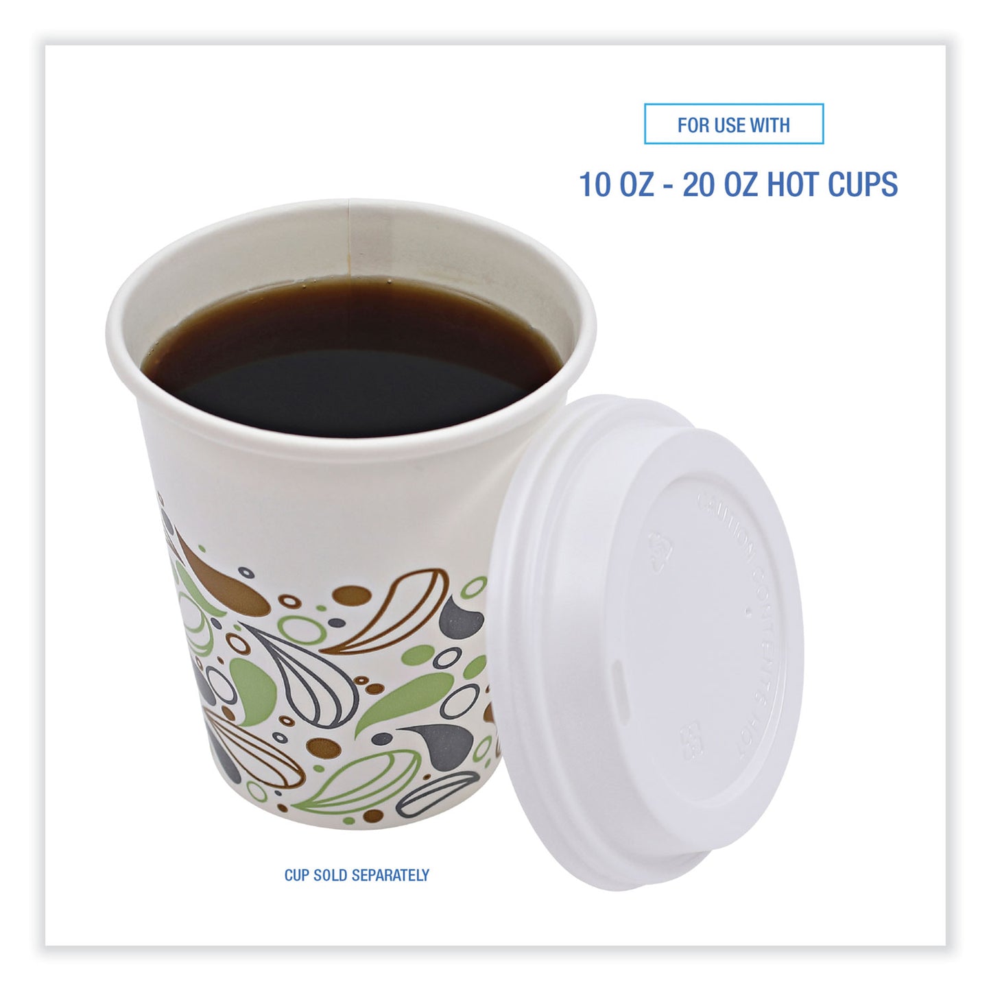 Boardwalk Deerfield Hot Cup Lids, Fits 10 oz to 20 oz Cups, White, Plastic, 50/Pack, 20 Packs/Carton (DEERHLIDW)