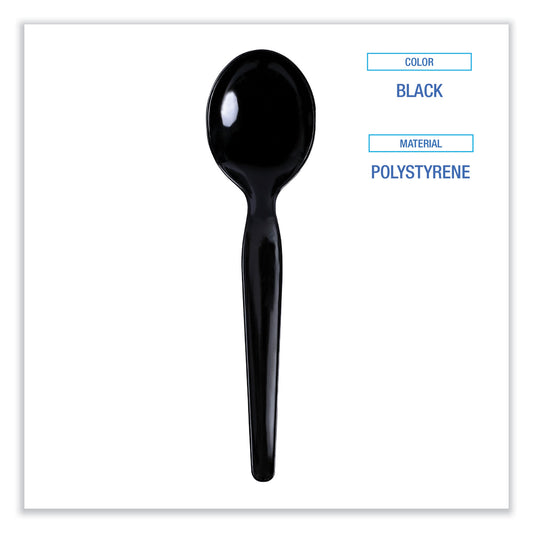 Boardwalk Heavyweight Polystyrene Cutlery, Soup Spoon, Black, 1000/Carton (SOUPHWPSBLA)