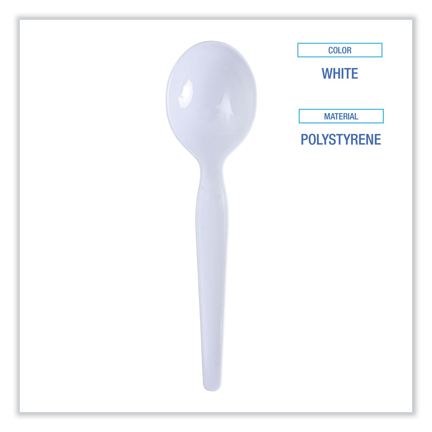 Boardwalk Heavyweight Polystyrene Cutlery, Soup Spoon, White, 1000/Carton (SOUPHWPSWH)