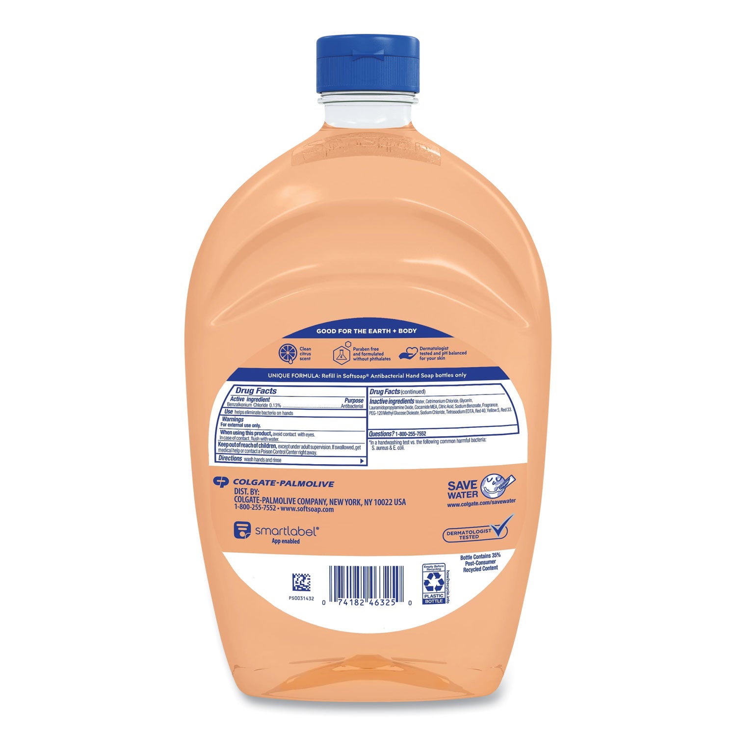 Softsoap Antibacterial Liquid Hand Soap Refill, Fresh Scent, Orange, 50 oz (46325EA)